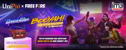 Free Fire dan Indosat bagi-bagi item dan bonus kuota di UniPin!